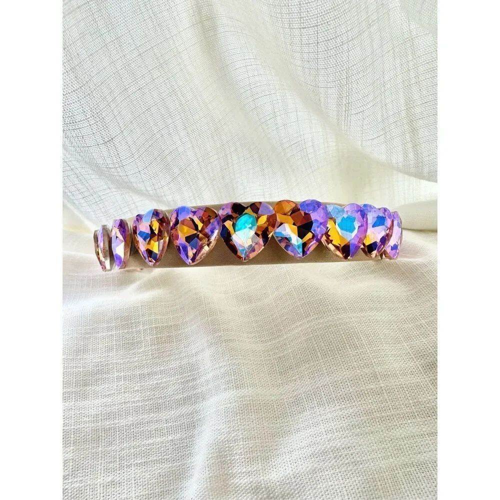 Light pink crystal iridescent heart headband